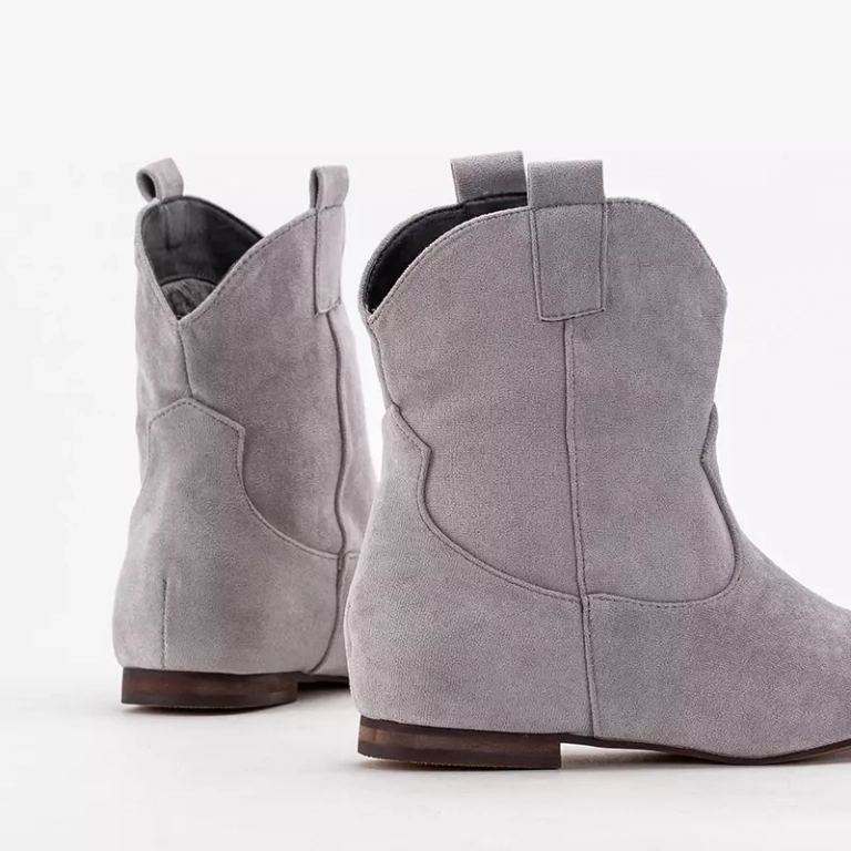 OUTLET Graue Damenstiefeletten zum Hineinschlüpfen a'la Cowboystiefel Renola - Schuhe