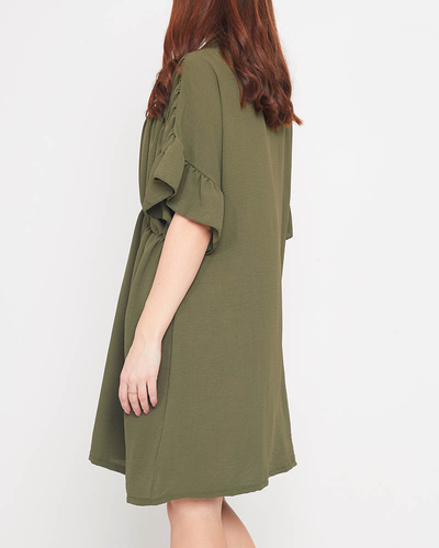 Knielanges Damenkleid in Khaki - Kleidung