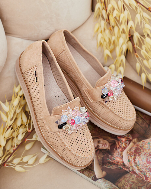 Мокасини Royalfashion з різнокольоровим камінням Restea
