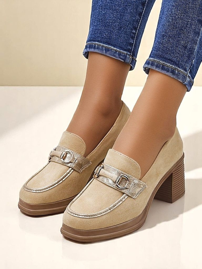 Royalfashion Damen-Loafers mit Blockabsatz Apareus