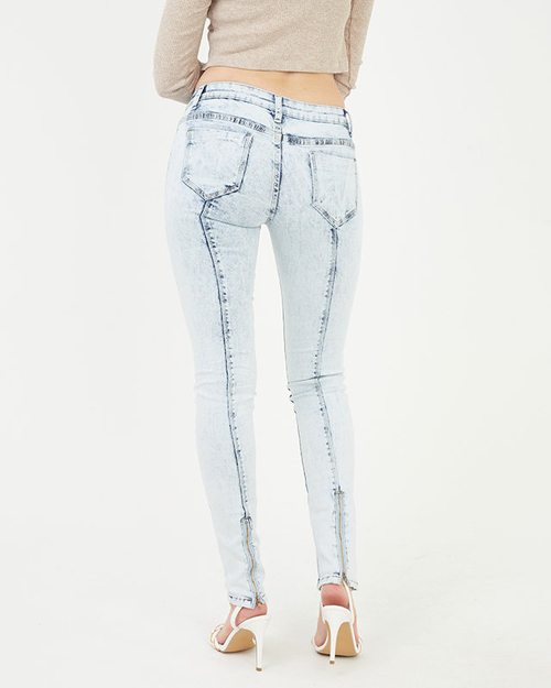 Блакитні жіночі джинси з блискавками