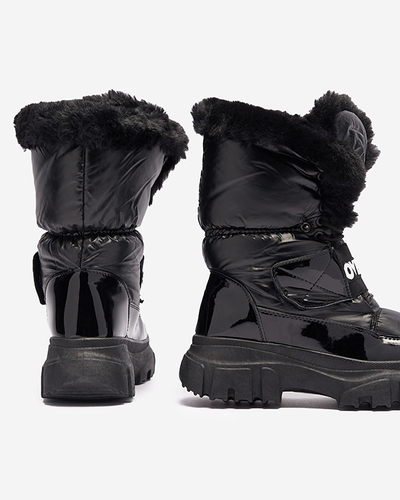Damen-Schneestiefel mit flacher Sohle in Schwarz Sapollo- Footwear
