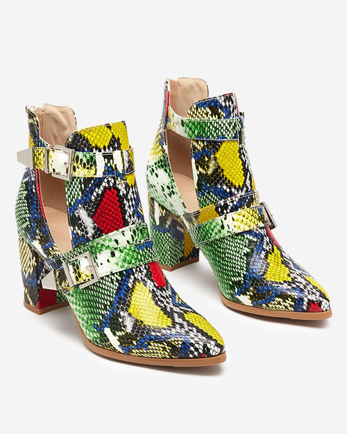 Синьо-жовті чоботи на полотні з тисненням Alolica - Взуття