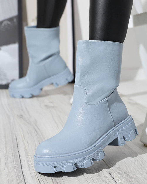 Блакитні жіночі чоботи з утепленням Mekira