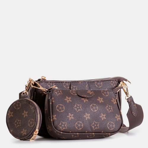 Жіноча сумочка з принтом в коричневому кольорі