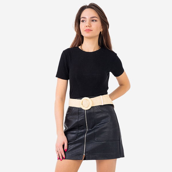 Beige geflochtener Damengürtel - Accessoires