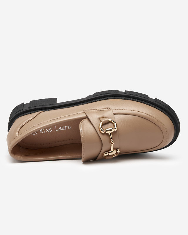 OUTLET Hellbraune Damenschuhe mit Ornament auf der Nase Veteca - Footwear