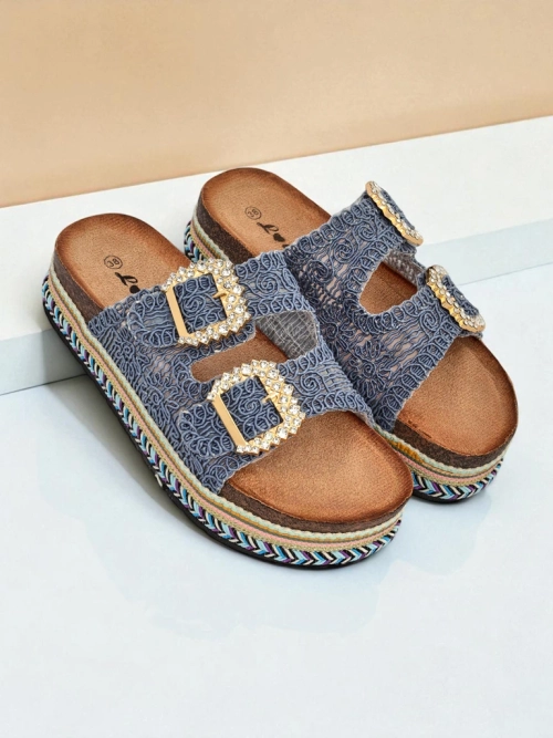 Royalfashion Жіночі сандалі з пряжками зі стразами GlamCork