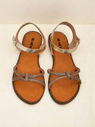 Royalfashion Damen Sandalen mit dekorativen Zirkonia Bella Shine