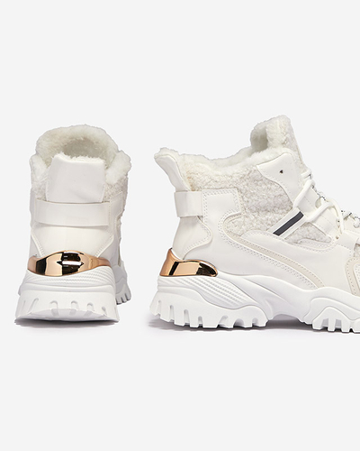 Weiße Damen-Sportschuhe mit Pelz Sagglo- Footwear