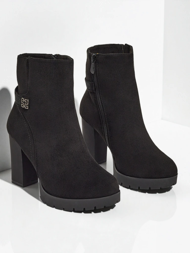 Damen Stiefeletten Öko-Wildleder mit Blockabsatz Zavrina