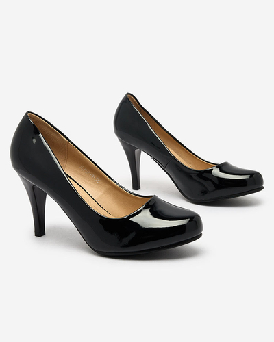 Royalfashion Schwarz lackierte Degonop Pumps mit Absatz