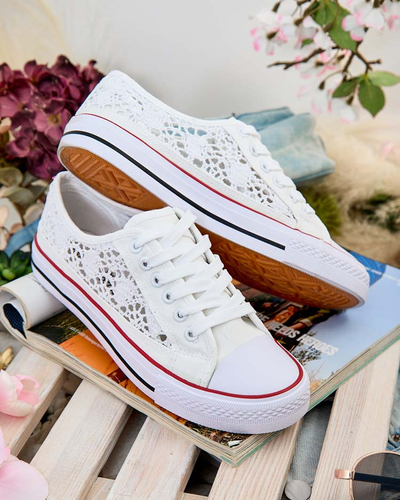 Aurelia Bianco - Ajour-Sneakers Royalfashion aus weißem Stoff, Größe 40