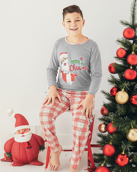 Royalfashion Grauer Weihnachtspyjama für Kinder