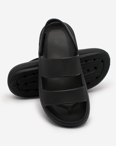 Royalfashion Schwarze Kinder-Gummisandalen mit Klettverschluss Flexi Steps