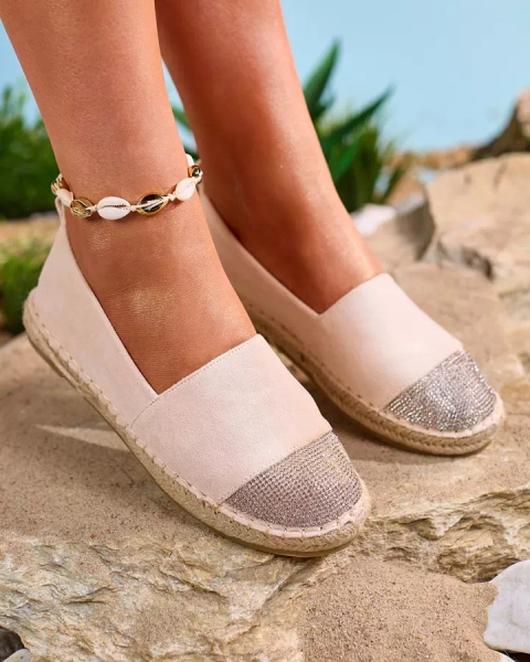Royalfashion Beige Damen-Espadrilles mit Zirkonen Iterica