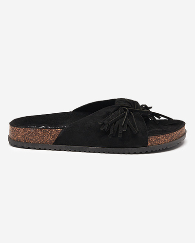 Damen Flip-Flops mit Quasten in schwarz Guttis- Footwear