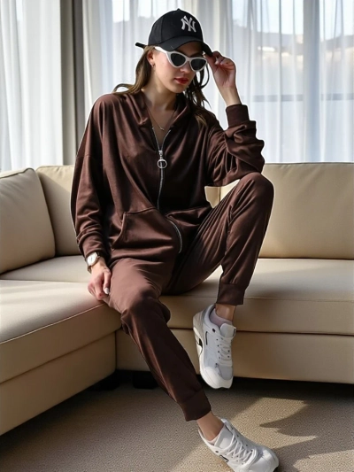 Royalfashion Damen-Set a'la Samt