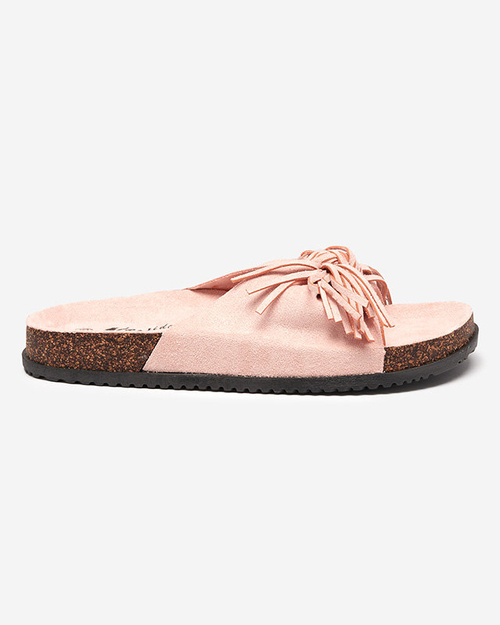 Рожеві жіночі шльопанці з бахромою Guttis