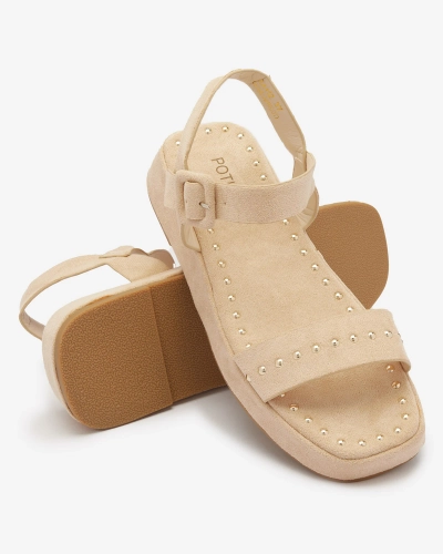 Beige Damensandalen mit Strass Franssia - Schuhe