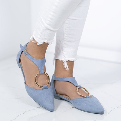 Blaue Ballerinas mit Laurita Golddekor - Schuhe