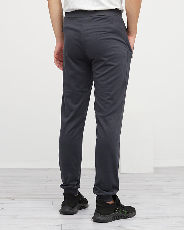 Dunkelgraue Herren-Jogginghose mit Reißverschlusstaschen - Kleidung