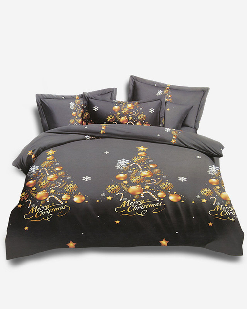 Різдвяна постільна білизна Royalfashion сіра 160x200 комплект з 3 частин