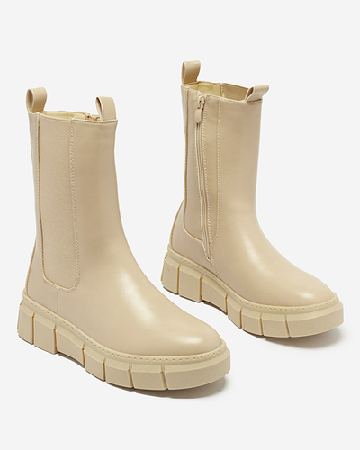 Damen Plateaustiefel in Beige Couell- Footwear