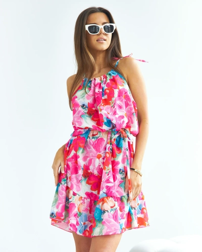 Royalfashion Rosa kurzes Blumenkleid für Damen