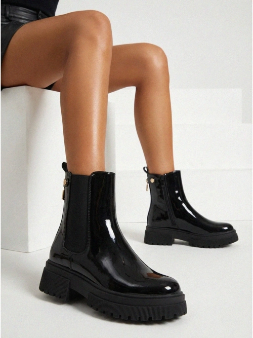 Лаковані жіночі ботильйони з екошкіри Calebi