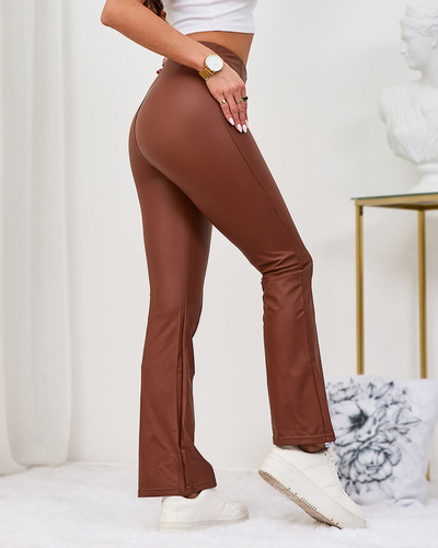 Royalfashion Brown Damen Öko-Leder-Leggings a'la bells