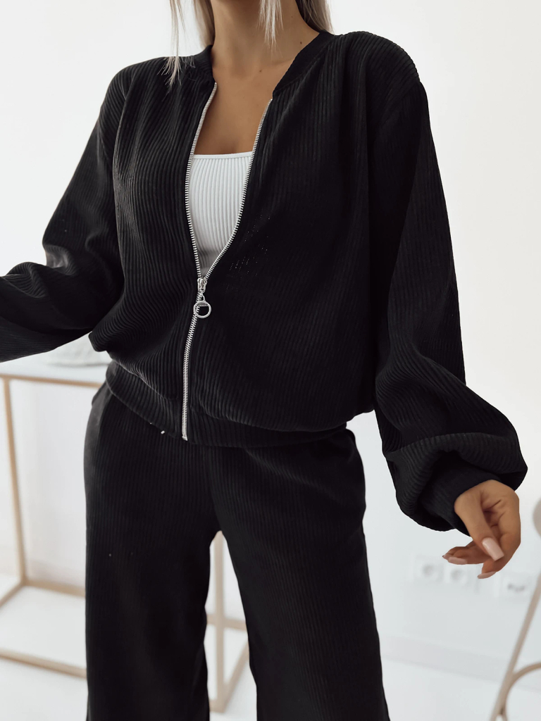 Royalfashion Schwarzes Damen Freizeit-Set