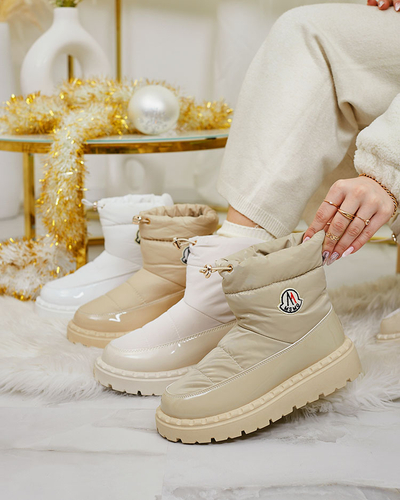 Royalfashion Damen Schlupf-Schneestiefel in hellbrauner Farbe Ireda