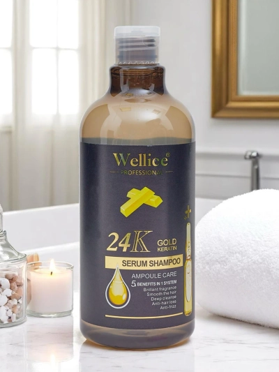 Professionelles Haarschampoo mit Keratin 24K Gold – Intensive Feuchtigkeitspflege und Glättung der Haare 5 in 1