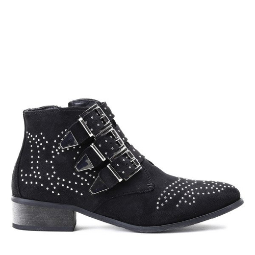 Czarne botki Caudice zdobione dżetami- Obuwie