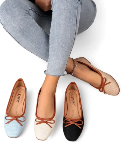 Royalfashion Damen Ballettschuhe mit Glitzer und einer Schleife Aramie