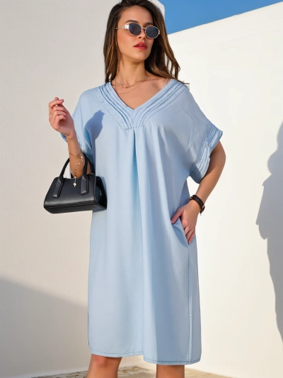 Royalfashion Einfache Damen-Tunika, die einem Jeanskleid ähnelt