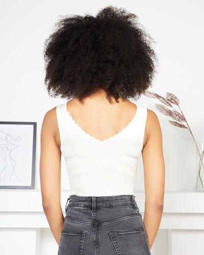 Cremefarbenes elastisches Top mit Riemchen für Damen - Kleidung