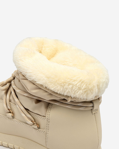 Royalfashion Damen Schlupf-Schneestiefel in beige Farbe Iredas