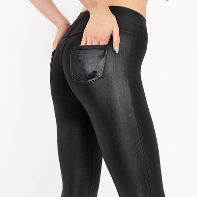 Treggings aus schwarzem Kunstleder für Damen - Kleidung