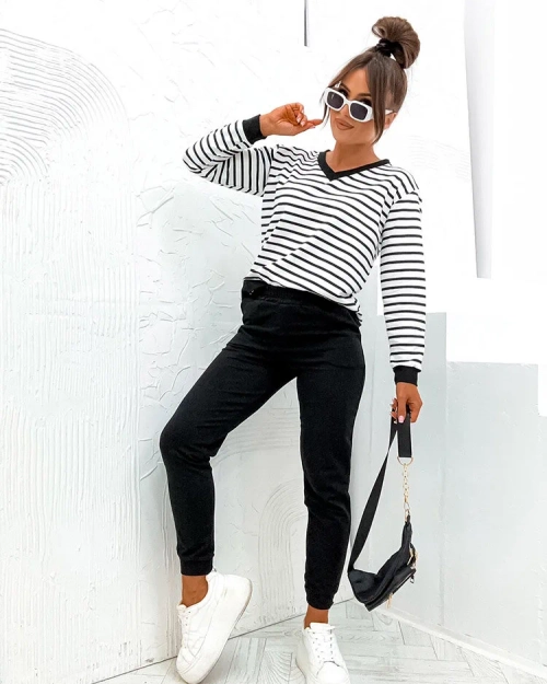 Жіночий комплект з бавовни в смужку Royalfashion