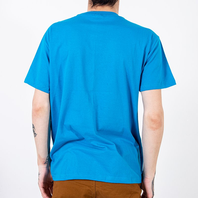 Blaues Baumwoll-T-Shirt für Herren mit Aufdruck - Kleidung