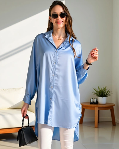 Royalfashion Langes Oversized-Shirt für Damen