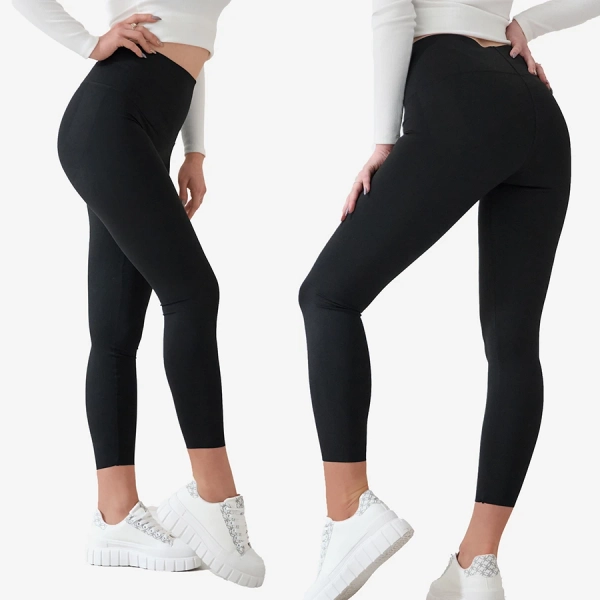 Schwarze Damen-Leggings mit breitem Gummibund- Kleidung