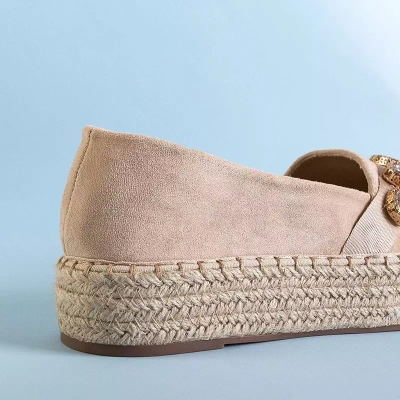 OUTLET Beige Espadrilles für Damen mit Erilla-Kristallen - Schuhe
