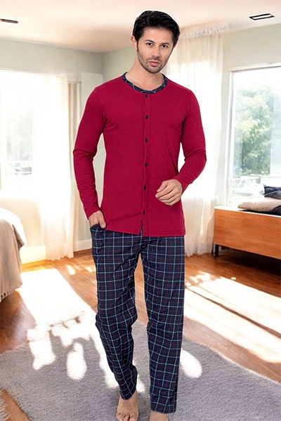 Royalfashion Herren Baumwoll-Pyjamas im Check