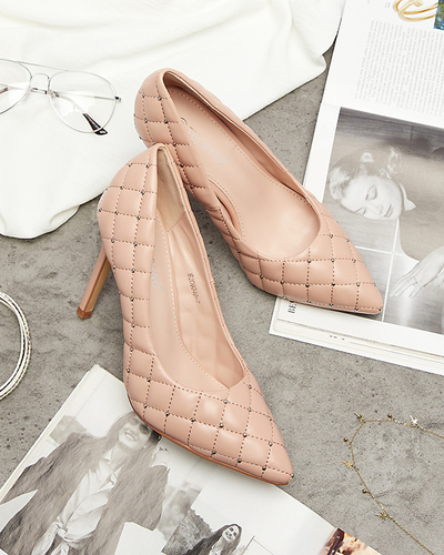 Gesteppte Stöckelschuhe für Damen mit spitzer Spitze in nude Mawelo-Schuhe