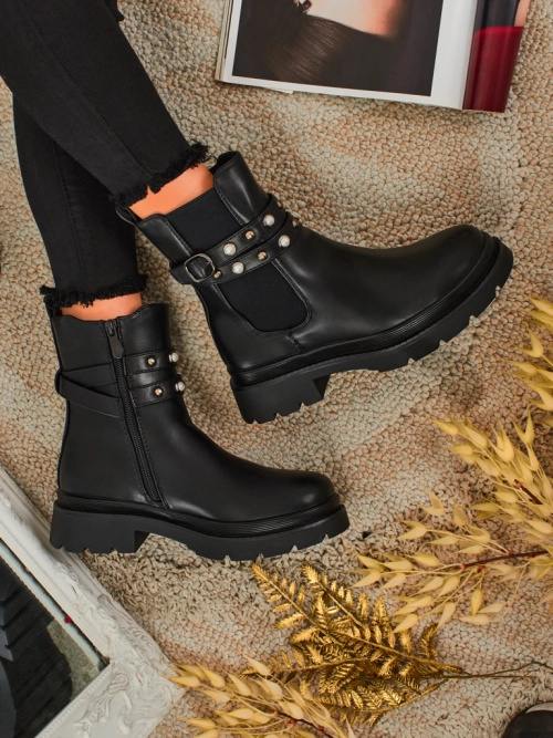 Високі жіночі ботильйони з екошкіри Pearl Mist