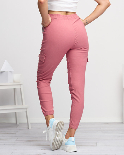 Dunkelrosa Damen-Cargohose mit abnehmbarer Tasche - Kleidung