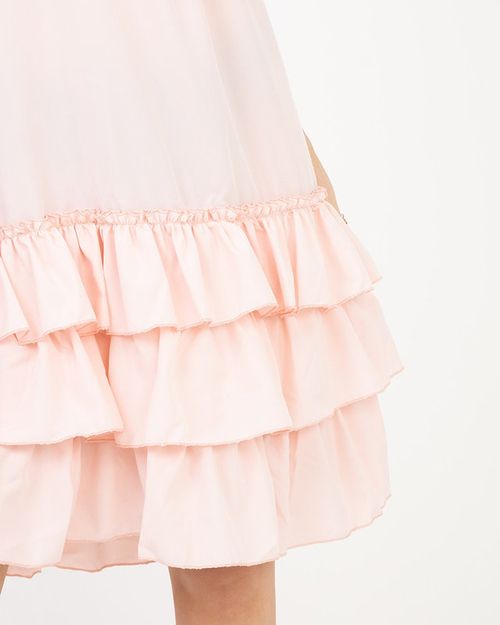 Темно-рожева жіноча сукня з воланами